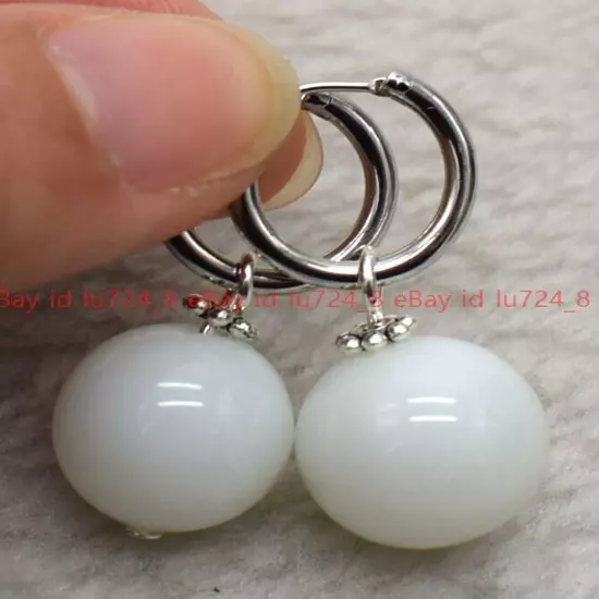 8/10/12mm Natural Multicolor Gemstone Round Beads Silver Leverback Earrings