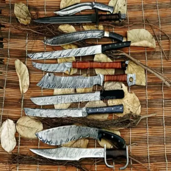 HUNTEX Limited Special Edition Custom Handmade Lot of 10 Damascus Short Swords