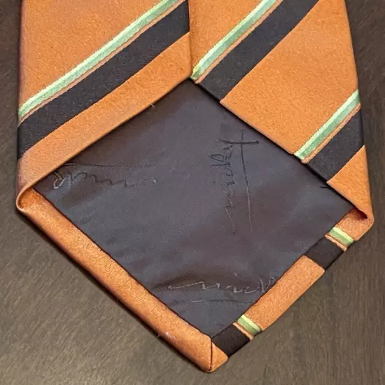 Vicky Milano Orange Hand Made 100% Silk Men’s Neck Tie Made In Italy