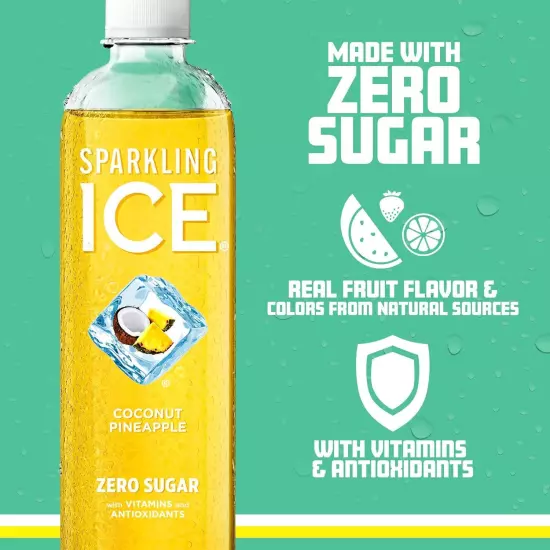 Sparkling Ice Coconut Pineapple Flavored Water, Zero Sugar, 12-Pack