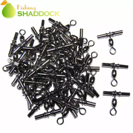 20-50pcs Fishing Crimp Swivel Cross-line Crane Swivel Tackle Connector 3#-2/0# 