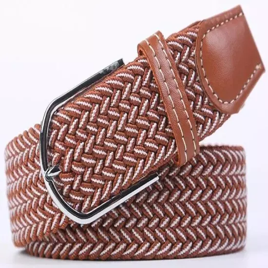 Mens Womens Belt Unisex Braided Elastic Stretch Fabric Enduring Woven Many Sizes