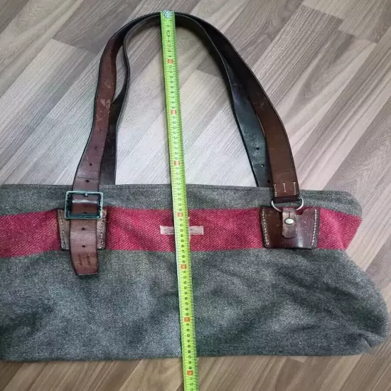 Swiss travel, shopping bag made of army blanket and leather belts