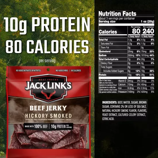 Premium 100% Beef Jerky - Hickory Smoked Flavor, 2.85 oz | Healthy Snack Choice