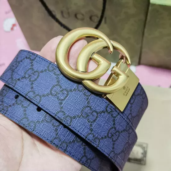 GUCCI GG Supreme Double G Buckle Leather Belt