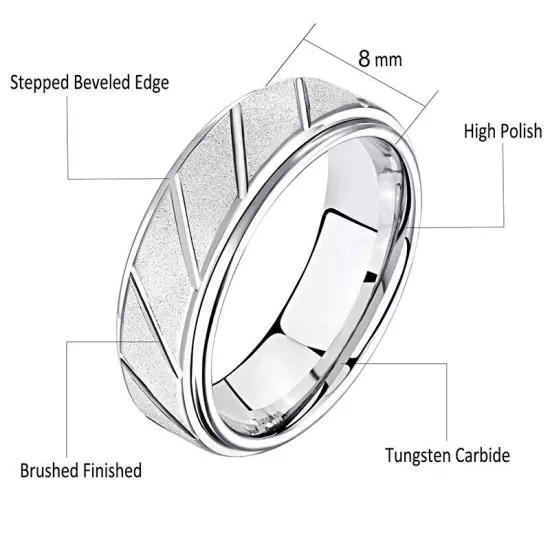 Tungsten Carbide Stainless Steel Band Ring Silver Band Rings For Mens Womens