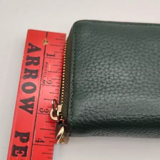 Michael Kors Wallet Zip Around Pebbled Leather Coin Purse Travel Organizer Green