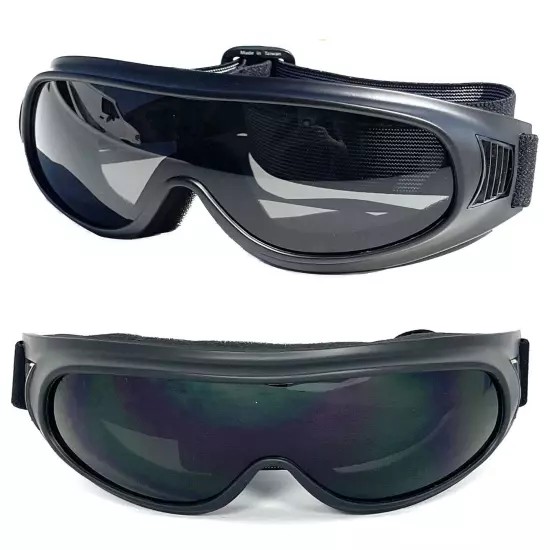 MOTORCYCLE GOGGLES FIT OVER PRESCRIPTION GLASSES SIDE VENTS CHOICE LENS COLOR 