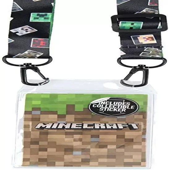 Minecraft Logo Creeper Lanyard Key ID Holder 