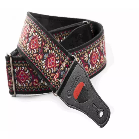 RightOn! Standard Plus Woodstock II Red Guitar Strap