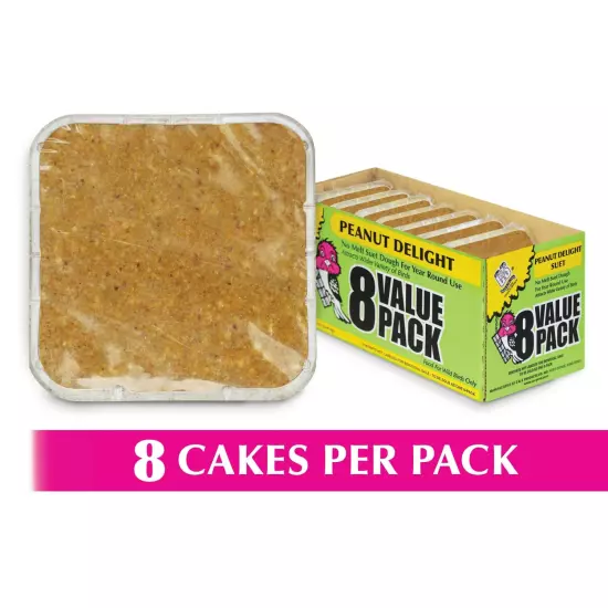 C&S Peanut Delight Value Pack, 8 Suet Cakes, Wild Bird Food Free & Fast Shipping