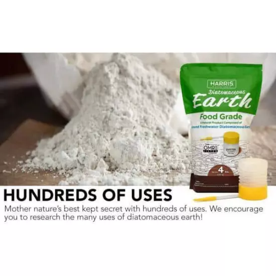 64 oz.(4 lb.) Diatomaceous Earth Food Grade 100% with Powder Duster Applicator