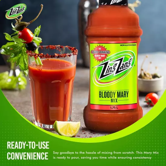 Zing Zang Bloody Mary Mix 1.75L Pack of 3 Zesty and Spicy Premium Blend