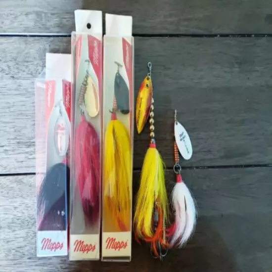 Vintage Mepps Giant Killer / Musky Killer Bionic Bucktail Lot Pike Bass 