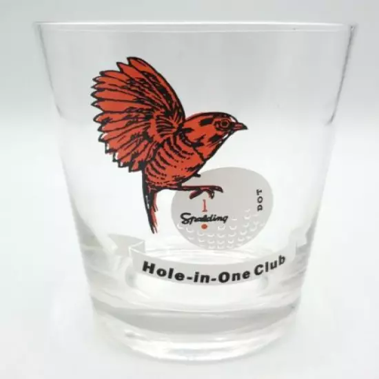 Vintage Set of 4 Spalding Hole In One Club Red Birdie Golf Dot Tumbler Glasses