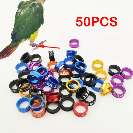 50x 3-8mm Aluminium alloy Closed-loop Bird Leg Band Parrot Leg Ring Color-random