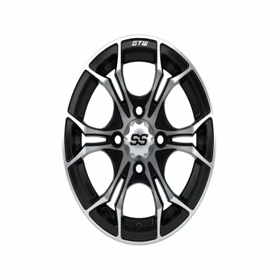 Set of 4 GTW 12" Spyder Machined/Black Wheels on 19" Excel Classic Street Tires