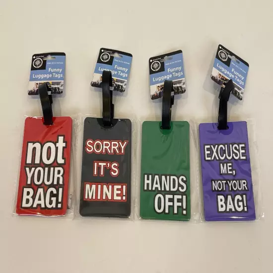 4x Funny Travel Luggage Tags Name Tag Address ID Labels for Suitcase Bag 4pc Set