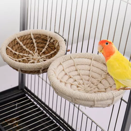 Parrot Bird Hanging Bed Swing Platform Sleeping Summer Nest Metal W/mat Round 1x