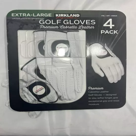 Kirkland Signature Golf Gloves Premium Cabretta Leather, Extra-Large Open Box