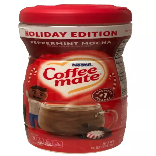 NEW NESTLE COFFEE MATE PEPPERMINT MOCH FLAVOR POWDERED CREAMER 15 OZ HOLIDAY ED