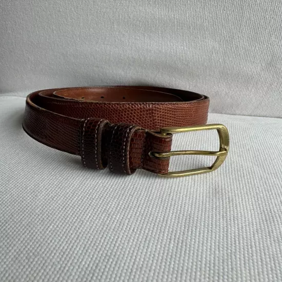 Coach Brown Genuine Lizsrd and Solid Brass Belts. 42 in / 105 cm