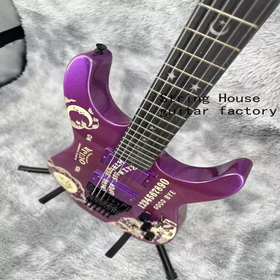 ST Custom Purple Ouija Electric Guitar Black Part Basswood Body High Quality