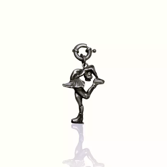 Silver Figure Skating Zipper Pendant Sports Jewelry Gift.