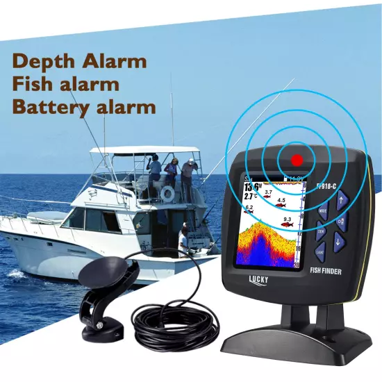 Wired Fishing finder Sounder Fish Detector Monitor LCD Locator Boat Fishfinder