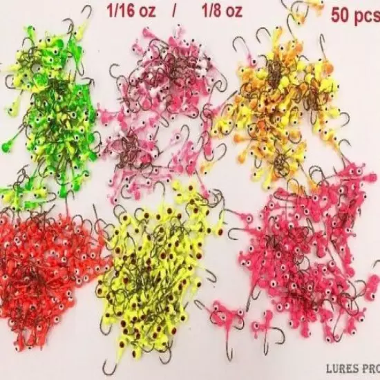 Lures Pro 50 PCs 1/32 1/16 oz 1/8 oz Lead Jig Heads Fishing hooks Crappie