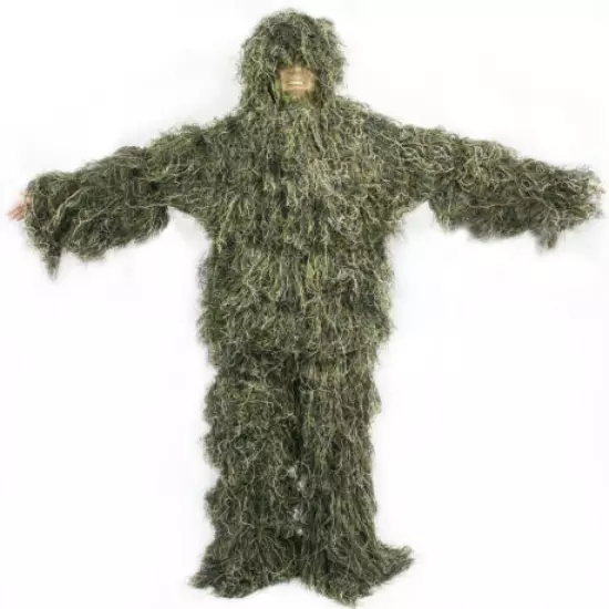 New Ghillie Suit XL/XXL Forest Camouflage Camo Woodland Hunting 4-Piece + Bag