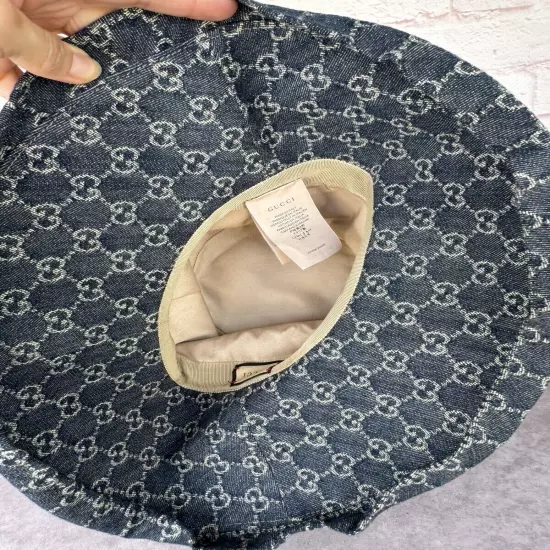 Gucci Eco Washed Gg Denim Wide Brim Hat Large