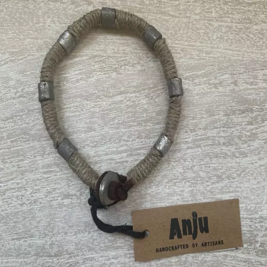 Anju Handcrafted Men's Bracelet String and Silver