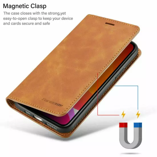 Leather Case For iPhone 16 15 14 13 12 Pro Max XS XR 87+ Flip Wallet Phone Cover