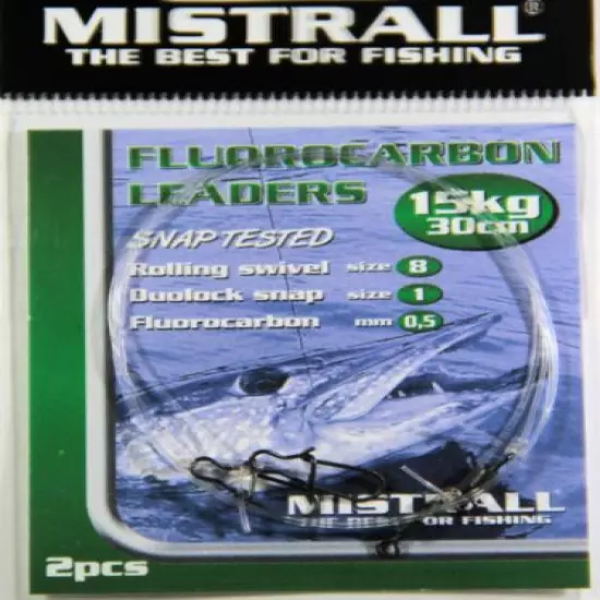  Fluorocarbon Fishing invisible Leaders Swivel Snaps Pike Lures 10 pack =20 pcs.