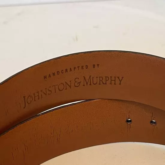 Johnston & Murphy Leather Belt Aniline Kipskin Shoulders Handcrafted Sz 40 Brown