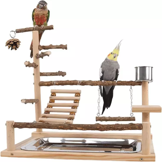 Parrot Playground Playstands, Bird Playgrounds 14.56*10.62*17.1 inches, brown 