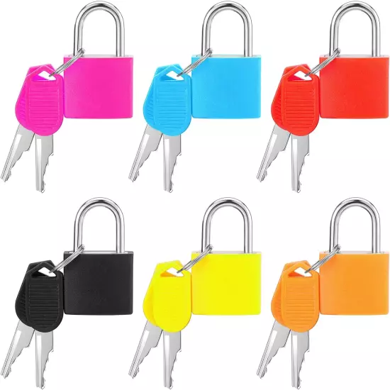 6 Pcs Luggage Locks with Keys, Multicolor Small Locks with Keys, Mini Locker