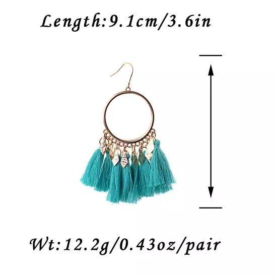 Fashion Women Bohemian Earrings Long Tassel Fringe Drop Dangle Ear Stud Jewelry