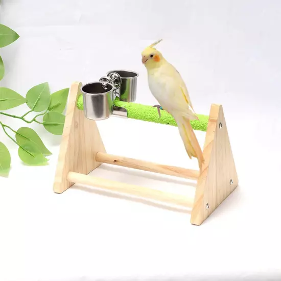 Parrot Playstand with Feeder Cup Chewing Toys Bird Playground for Large Bird