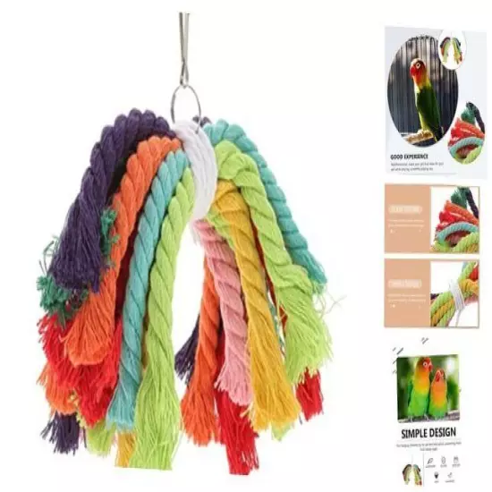 Parrot Cotton Rope Gnawing Dradel Toy Chew Toy Wiggles Toys 20X20X7cm As Shown