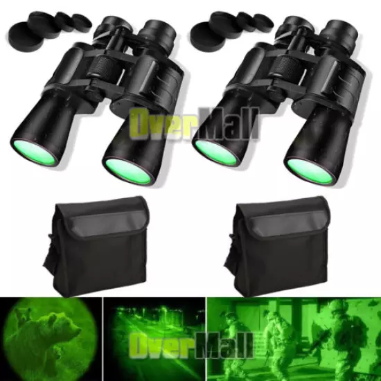 2xDay/Night Military Army 100x180 Zoom HD Binoculars Optics Hunting Camping+Case