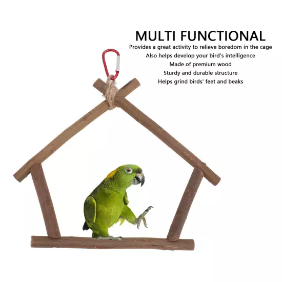 Bird Swing Perch Wooden Standing Climbing Toy Cage Perch For Budgie Cocka