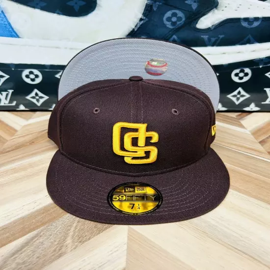 New Era 7 1/4 Upside Down Logo Exclusive San Diego Padres Brown Hat Rare