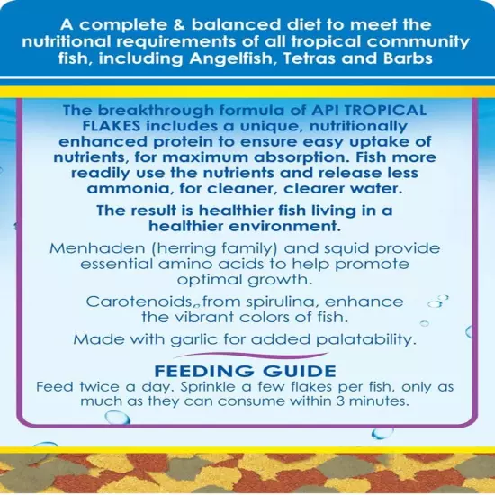 TROPICAL FLAKES Fish Food 5.7 oz Aquarium Tropical Nutrient-Rich Balanced Diet