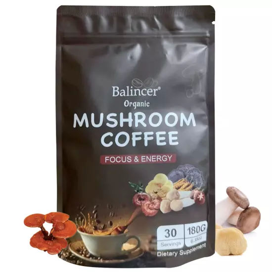 MULTI Mushroom Coffee,Organic-Smooth Supplement (30 Servings)2000mg Enhance mood