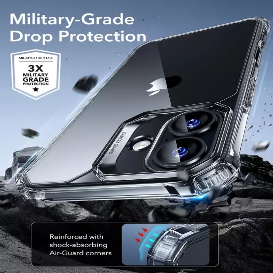 iPhone 16 Case - Military-Grade, Shockproof, Anti-Yellow Clear Air Armor Cover