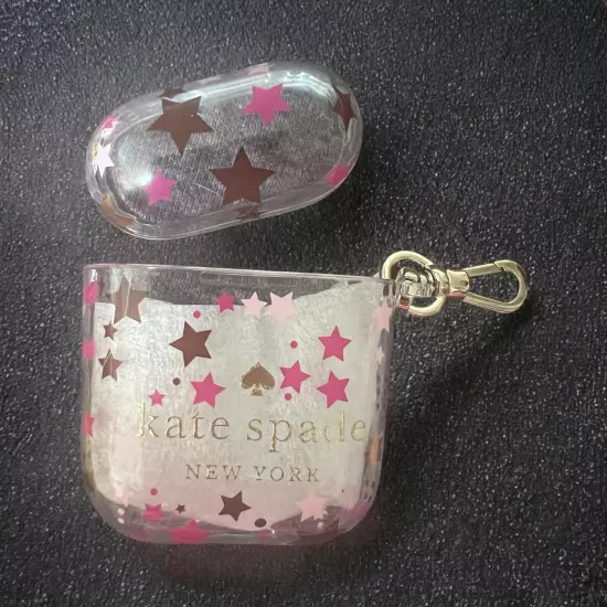 Kate Spade Clear AirPods Case ~ TWINKLE Printed ~ Silver Sparkle Gift Box ~ Star