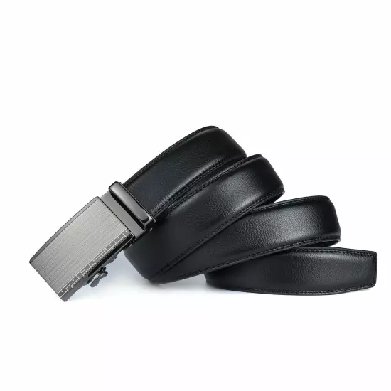 Luxury Men's Real Leather Belt Automatic Buckle Ratchet Waist Strap Jeans Dress