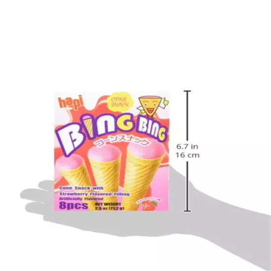 Bing Bing Cone Snack with Strawberry Flavored Filling, 2.5 Ounce